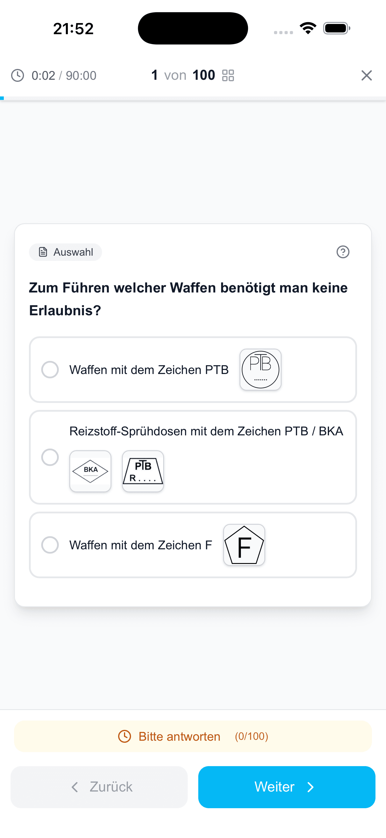 GUNCERT Prüfungsmodus